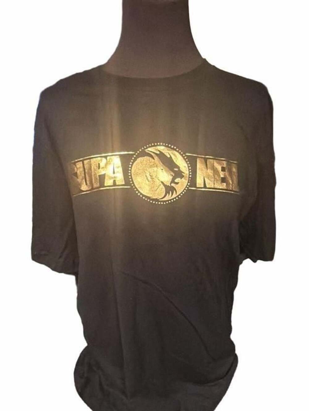Supa Net T-Shirt Size XL Black Gold Foil Lion Graphic Tee